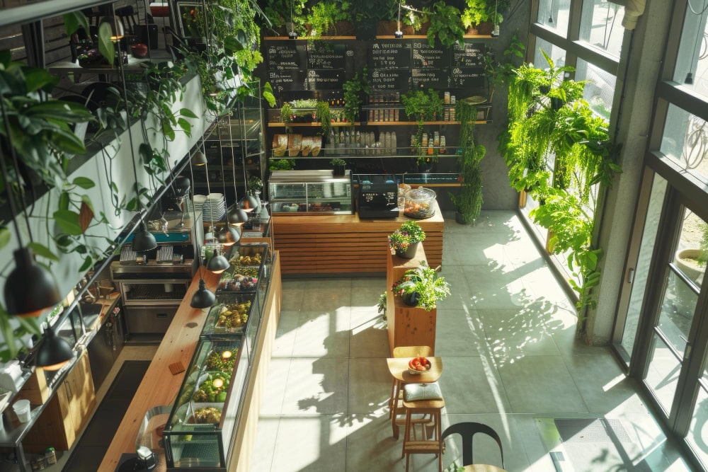 Plantas crasas en espacios comerciales